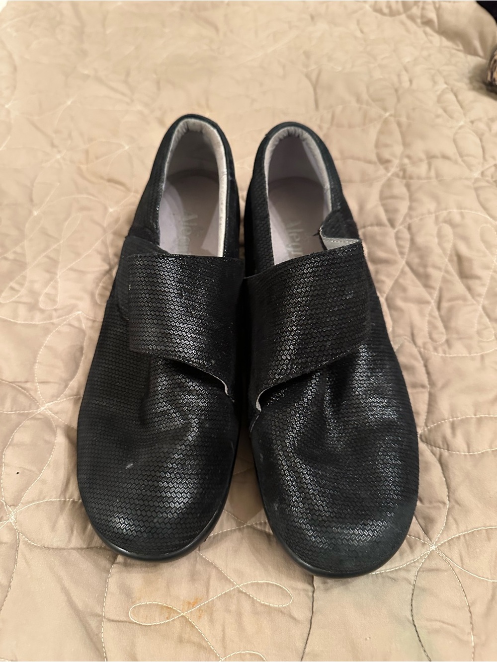 Alegria Black Slip-On Women's Comfort Loafers